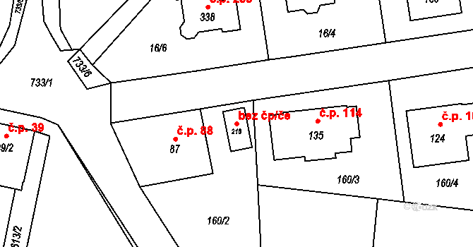 Dubné 49336622 na parcele st. 218 v KÚ Dubné, Katastrální mapa