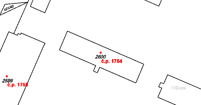 Přelouč 1754 na parcele st. 2600 v KÚ Přelouč, Katastrální mapa