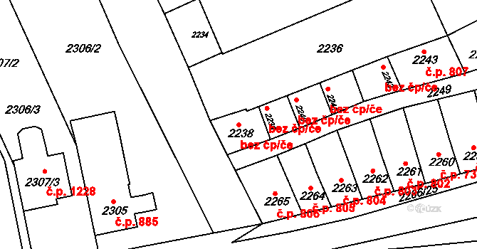 Rousínov 50203622 na parcele st. 2238 v KÚ Rousínov u Vyškova, Katastrální mapa