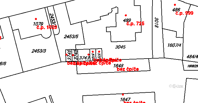 Ústí nad Orlicí 50359622 na parcele st. 3721 v KÚ Ústí nad Orlicí, Katastrální mapa
