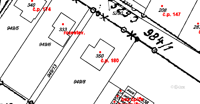 Dolní Dubňany 180 na parcele st. 350 v KÚ Dolní Dubňany, Katastrální mapa