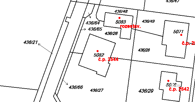 Nymburk 2544 na parcele st. 5082 v KÚ Nymburk, Katastrální mapa