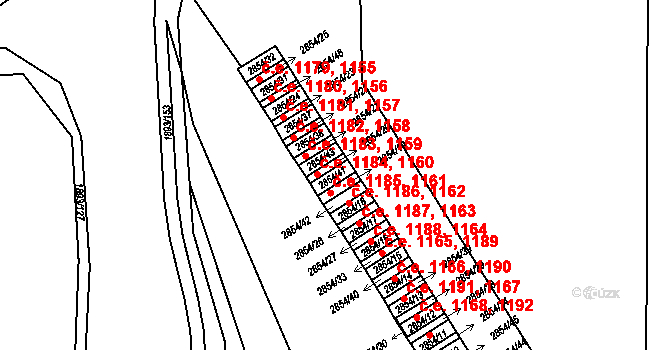 Český Těšín 1161,1185 na parcele st. 2854/41 v KÚ Český Těšín, Katastrální mapa