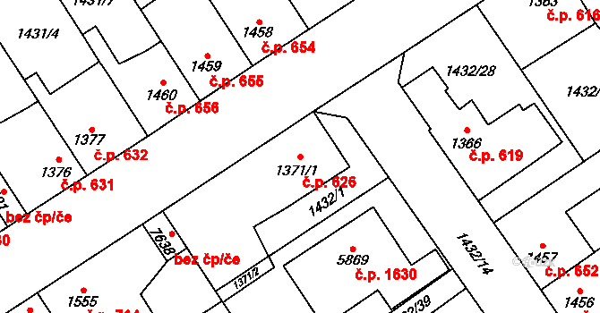 Beroun-Město 626, Beroun na parcele st. 1371/1 v KÚ Beroun, Katastrální mapa