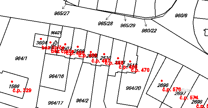 Týnské Předměstí 468, Domažlice na parcele st. 2510 v KÚ Domažlice, Katastrální mapa