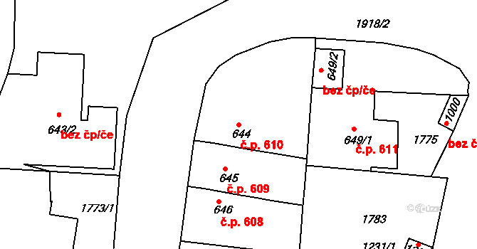 Nýrsko 610 na parcele st. 644 v KÚ Nýrsko, Katastrální mapa