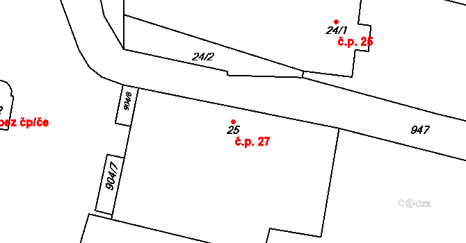 Křemačov 27, Mohelnice na parcele st. 25 v KÚ Křemačov, Katastrální mapa