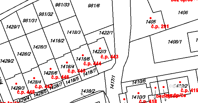 Vimperk II 443, Vimperk na parcele st. 1422/3 v KÚ Vimperk, Katastrální mapa