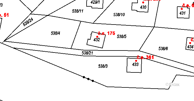 Sýkořice 175 na parcele st. 432 v KÚ Sýkořice, Katastrální mapa