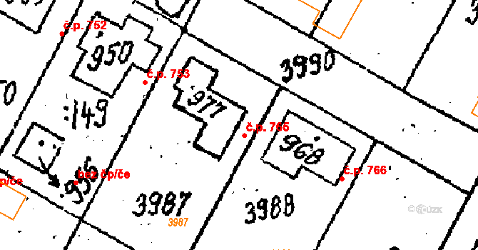 Kostice 965 na parcele st. 977 v KÚ Kostice, Katastrální mapa