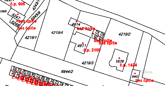 Žatec 2109 na parcele st. 4911 v KÚ Žatec, Katastrální mapa