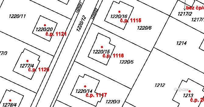 Chotěboř 1116 na parcele st. 1220/15 v KÚ Chotěboř, Katastrální mapa