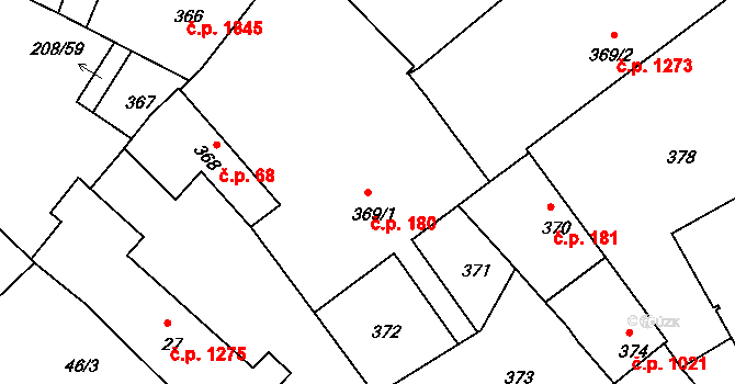 Holešov 180 na parcele st. 369/1 v KÚ Holešov, Katastrální mapa