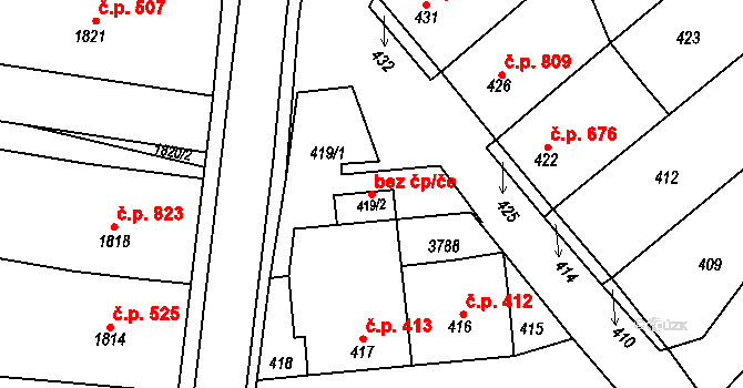 Nivnice 104458623 na parcele st. 419/2 v KÚ Nivnice, Katastrální mapa