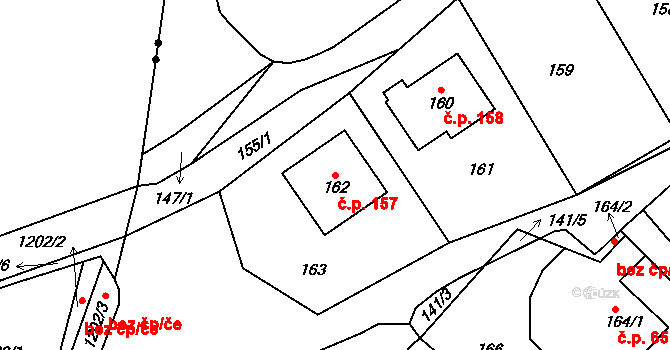 Kvaň 157, Zaječov na parcele st. 162 v KÚ Kvaň, Katastrální mapa