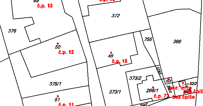 Malý Chlumec 15, Velký Chlumec na parcele st. 48 v KÚ Velký Chlumec, Katastrální mapa