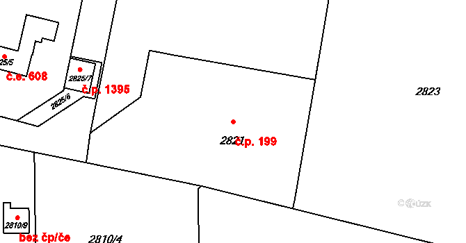 Lutyně 199, Orlová na parcele st. 2821 v KÚ Horní Lutyně, Katastrální mapa