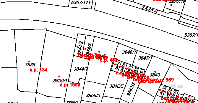 Ústí nad Labem-centrum 482, Ústí nad Labem na parcele st. 3845 v KÚ Ústí nad Labem, Katastrální mapa