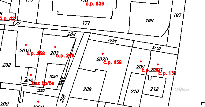 Skřečoň 158, Bohumín na parcele st. 207/1 v KÚ Skřečoň, Katastrální mapa