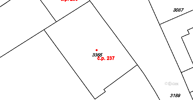 Černá Pole 237, Brno na parcele st. 3365 v KÚ Černá Pole, Katastrální mapa