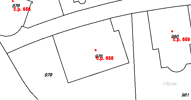 Střešovice 658, Praha na parcele st. 978 v KÚ Střešovice, Katastrální mapa