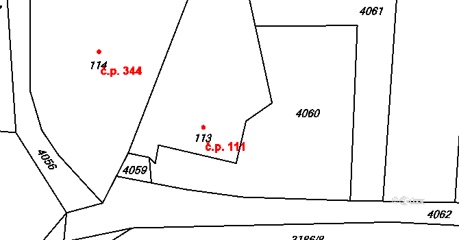 Chotěvice 111 na parcele st. 113 v KÚ Chotěvice, Katastrální mapa