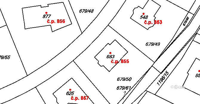 Hlubočinka 855, Sulice na parcele st. 683 v KÚ Sulice, Katastrální mapa
