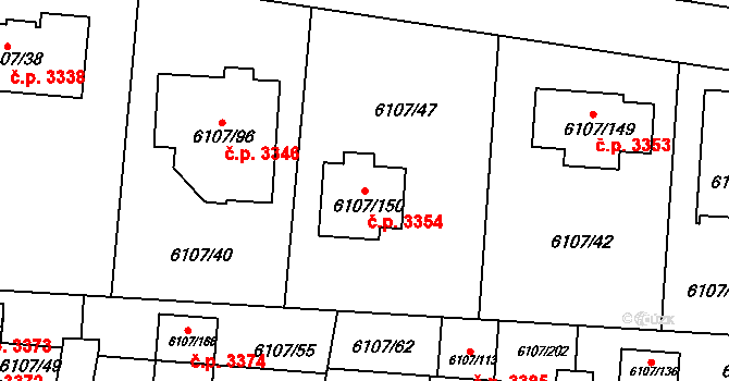 Frýdek 3354, Frýdek-Místek na parcele st. 6107/150 v KÚ Frýdek, Katastrální mapa