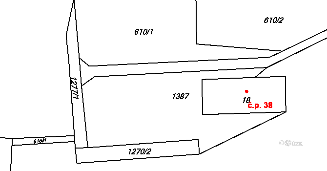 Heřmanov 38 na parcele st. 18 v KÚ Heřmanov, Katastrální mapa
