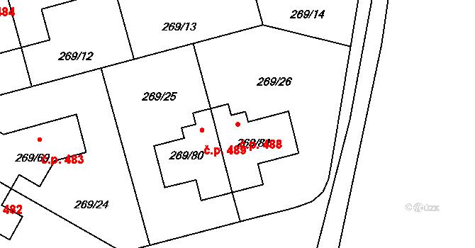 Průhonice 488 na parcele st. 269/81 v KÚ Průhonice, Katastrální mapa