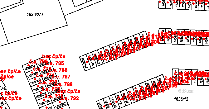 Teplické Předměstí 808,819, Bílina na parcele st. 1636/148 v KÚ Bílina, Katastrální mapa