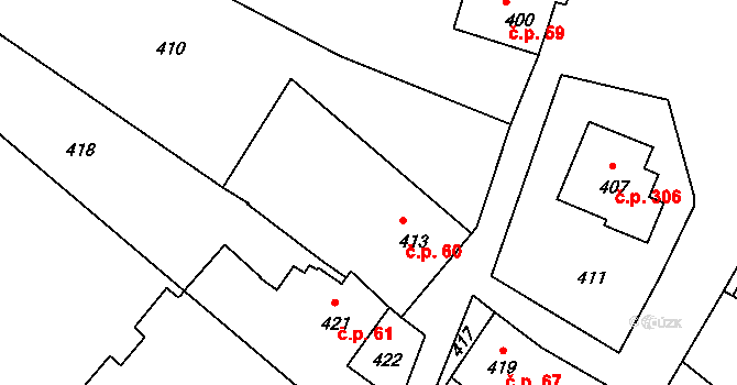 Bobrová 60 na parcele st. 413 v KÚ Dolní Bobrová, Katastrální mapa