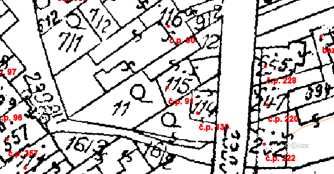 Habrovany 91 na parcele st. 115 v KÚ Habrovany, Katastrální mapa