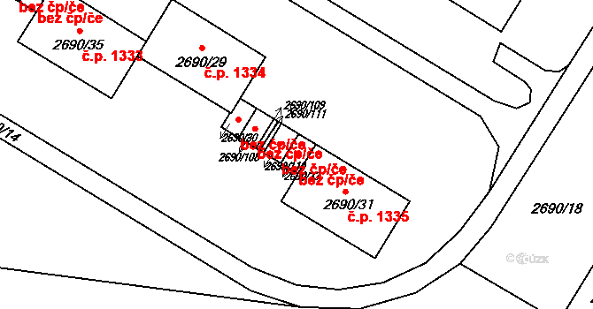 Slavkov u Brna 39723623 na parcele st. 2690/33 v KÚ Slavkov u Brna, Katastrální mapa