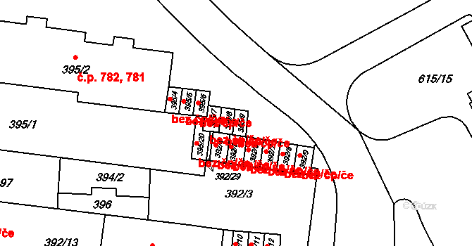 Praha 40451623 na parcele st. 395/9 v KÚ Prosek, Katastrální mapa