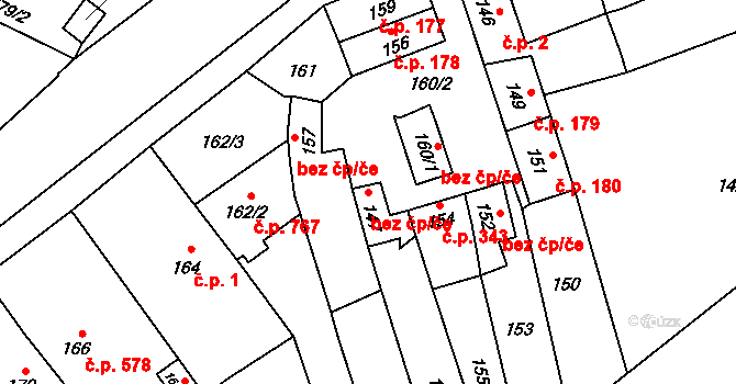 Velká Bystřice 40891623 na parcele st. 147 v KÚ Velká Bystřice, Katastrální mapa