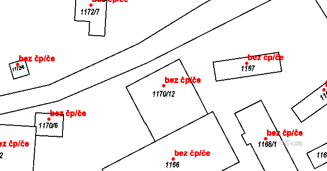 Teplice 41579623 na parcele st. 1170/12 v KÚ Sobědruhy, Katastrální mapa