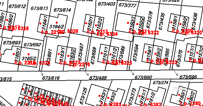 Zlín 2214 na parcele st. 3161/1 v KÚ Zlín, Katastrální mapa