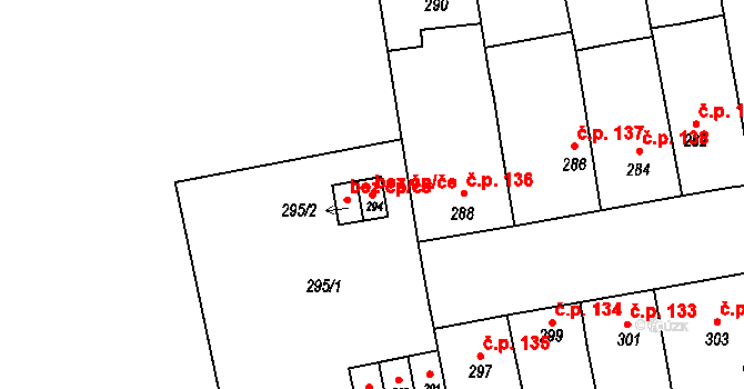 Radostice 103 na parcele st. 294 v KÚ Radostice u Brna, Katastrální mapa