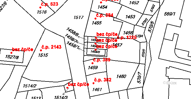 Litoměřice 47626623 na parcele st. 1458/5 v KÚ Litoměřice, Katastrální mapa