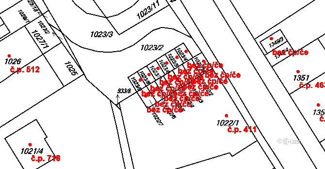 Brno 48882623 na parcele st. 1022/5 v KÚ Obřany, Katastrální mapa