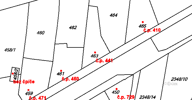 Nýřany 441 na parcele st. 463 v KÚ Nýřany, Katastrální mapa
