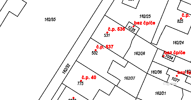 Lobeček 537, Kralupy nad Vltavou na parcele st. 532 v KÚ Lobeček, Katastrální mapa