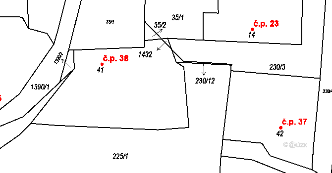 Semněvice 38 na parcele st. 41 v KÚ Semněvice, Katastrální mapa