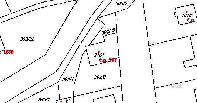 Sušice II 987, Sušice na parcele st. 2161 v KÚ Sušice nad Otavou, Katastrální mapa