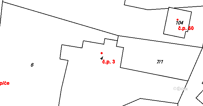 Neznášov 3, Rožnov na parcele st. 4 v KÚ Neznášov, Katastrální mapa
