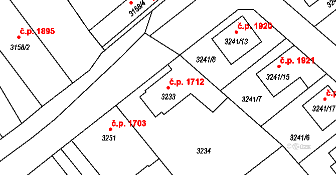 Zábřeh 1712 na parcele st. 3233 v KÚ Zábřeh na Moravě, Katastrální mapa