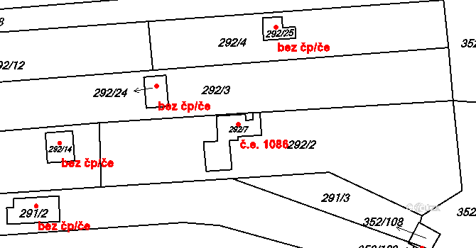 Sedlešovice 1086, Nový Šaldorf-Sedlešovice na parcele st. 292/7 v KÚ Sedlešovice, Katastrální mapa