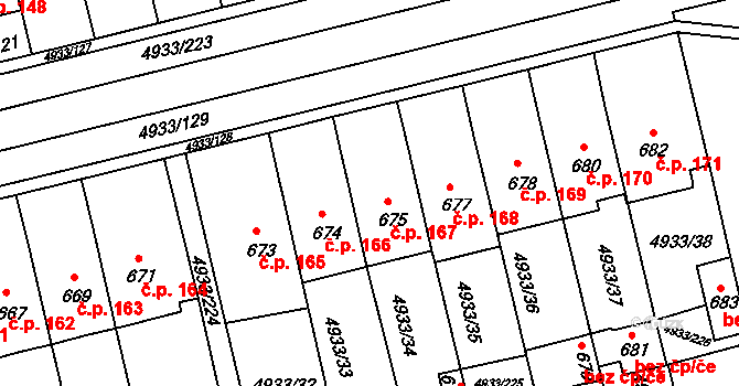 Pasohlávky 167 na parcele st. 675 v KÚ Pasohlávky, Katastrální mapa