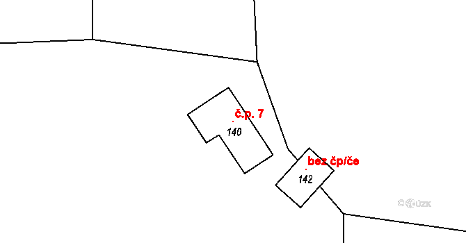 Objekt 7 na parcele st. 140 v KÚ Hostišov, Katastrální mapa